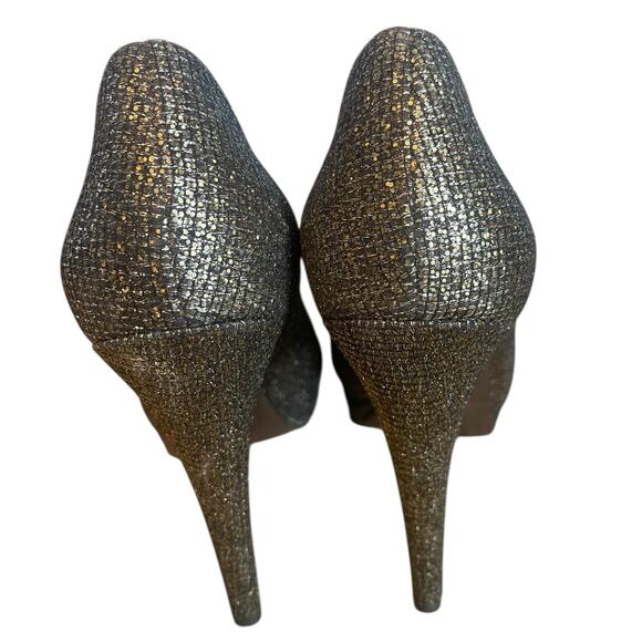 Vera Wang Selima Peep Toe Glitter High Heel Pumps Silver 9 - Picture 5 of 8